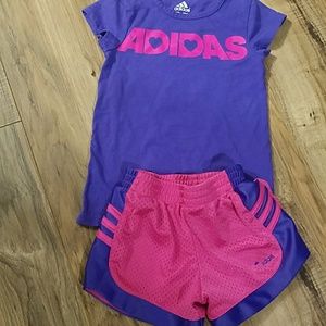 Girls adidas shorts and t shirt